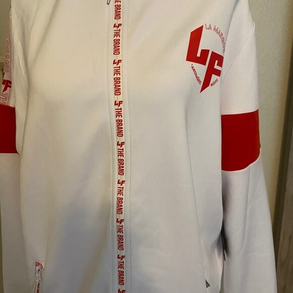 NWT LF The brand white zip up jacket red detailing - Picture 2 of 5